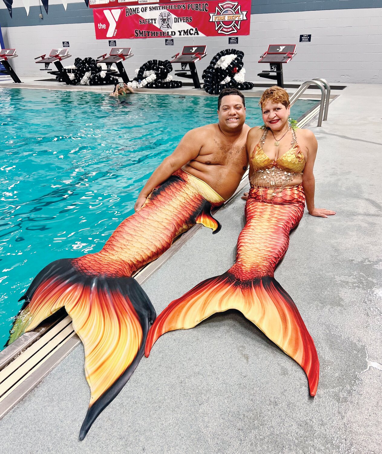POOL SIDE MERFOLK: Erin Walsh provided this collection of photos from meetings of Ocean State Merfolk.